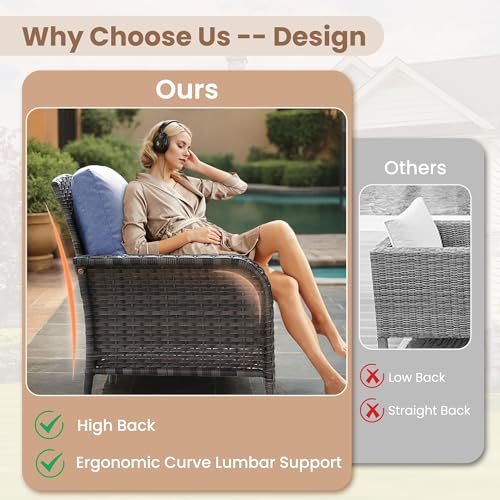 Patio Furniture Set (6 PCS Loveseat Chair Set / Deni Blue)