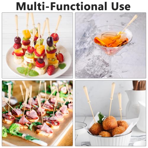 100 Pcs Baseball Bat Cocktail Picks 6.1 Inch Baseball Bat End Bamboo Cocktail Skewers Decorative Fruit Toothpicks for Sport Theme Party Supplies Fruit Sandwich Buffets (Baseball Bat)