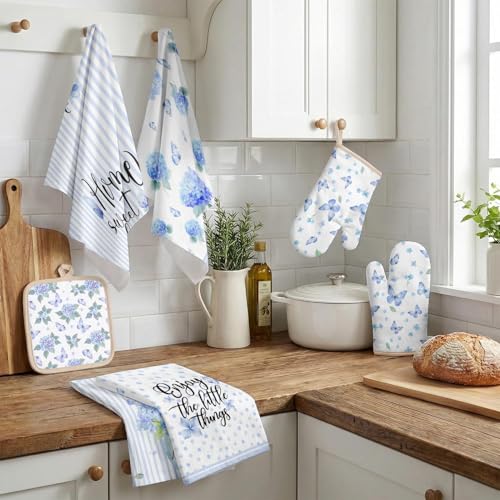 Blue Hydrangea Kitchen Decor Set (Blue Hydrangea)