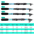 Telescopic Fishing Rod and Reel Combo (Green Full Kit with Carrier Case / 8.9 ft)