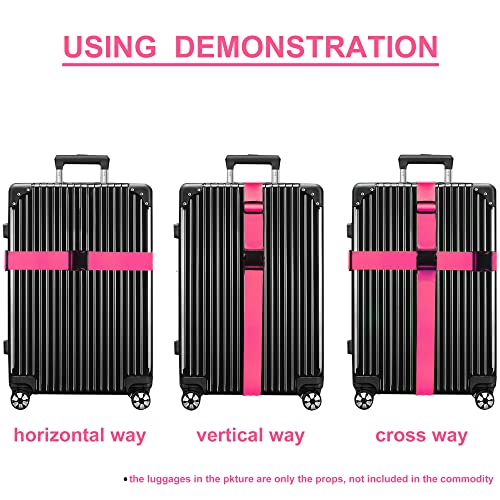 Luggage Straps for Suitcases TSA Approved Travel Essentials 8 Pack (Rose Red)