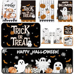 10 Pcs Halloween Ghost Kitchen Decor Accessories Set with Rugs (Black, Orange / Ghost Pumpkins)