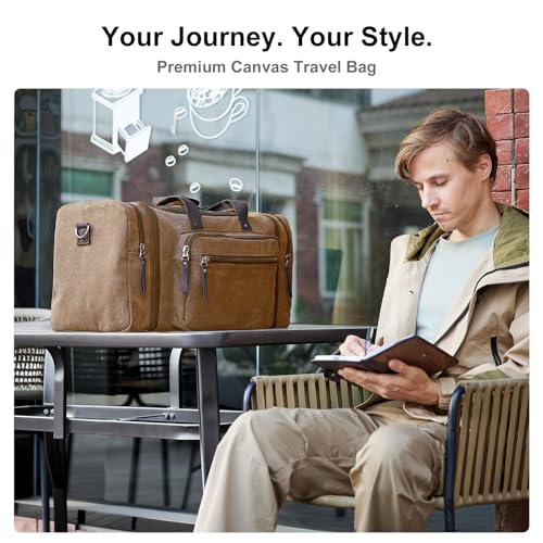 Large Canvas Duffle Bag for Travel (Coffee / 70L)