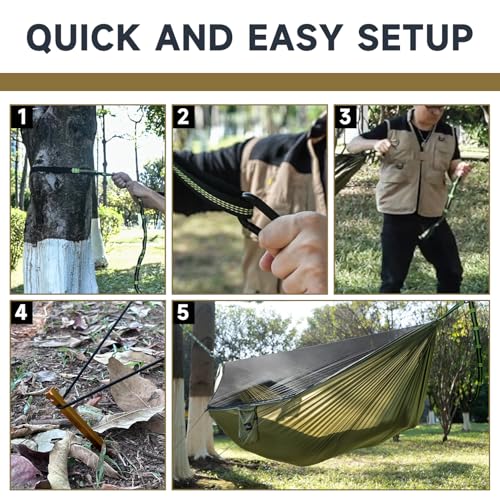 Camping Hammock with Mosquito Net and Ridge Rope (Black)