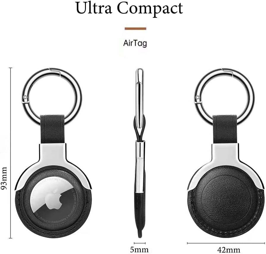 Compatible with AirTag Case Airtag Keyring Leather Protective Case AirTags Loop Holder Air Tags Protective Cover Airtag Key Chain Loop Holders for Luggage Dog Cat Pet Collar (Green)