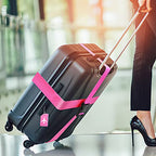 8 Pcs Luggage Straps Suitcase Tags Set for TSA Approved (Pink / Airplane)