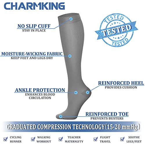 Compression Socks for Women & Men Circulation (Large-X-Large / 27 Black/Grey/Blue)