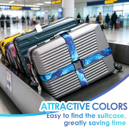 4 Pack Luggage Straps for Suitcases Adjustable Luggage Belt Suitcase Strap Travel Bag Accessories (Sky Blue(4 Pack))