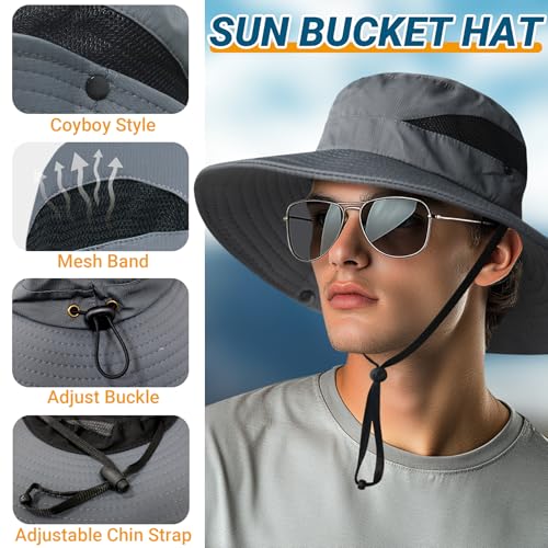 Sun Hats for Men Women Wide Brim UPF 50+ UV Hat Grey (One Size / Grey(with Mesh))