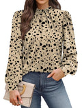 Fall Outfits for Women 2026 Long Sleeve Blouses Work Business Casual Tops School Outfits for Teachers Womens Early Fall Fashion Clothing 2026 Trendy T Shirts Ladies Tops Taupe Black Dots XL (03 - Taupe Black Dots / X-Large)