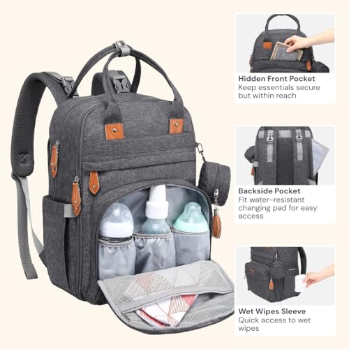 Diaper Bag Backpack (Dark Gray / Large)