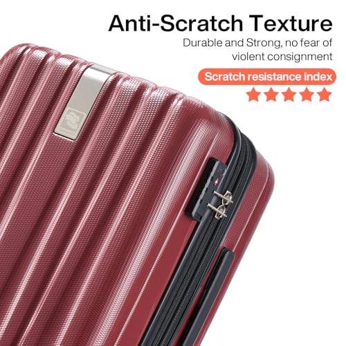 Luggage Sets 2 piece Carry On Luggage with Wheels PC Hard Shell Suitcases Lightweight Checked Travel Luggage Large Travel Suitcase Woman Men 20 (2 Pc Set (20/29) / Burgundy)