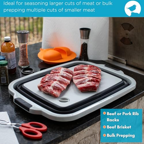 18L Collapsible BBQ Prep Tub with Lid (Black / 22"L x 16"W x 7.1H")