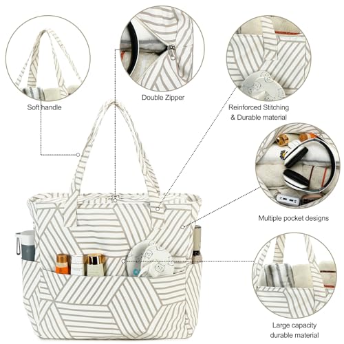 Waterproof Beach Tote Pool Bags for Women Ladies Extra Large Gym Tote Carry On Bag With Wet Compartment for Weekender Travel (Brown Diamond)