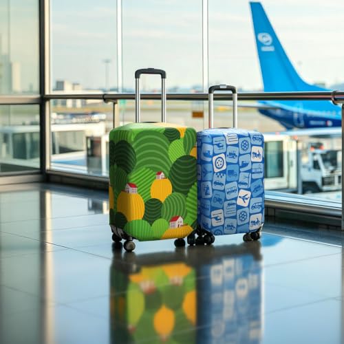 Travel Luggage Cover Suitcase Protector Fits 27 (Green Hills / L)
