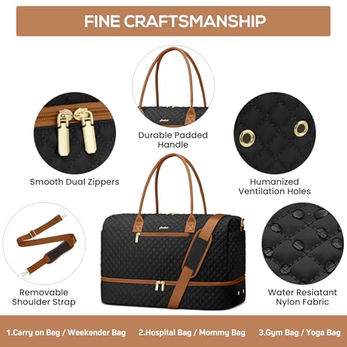 Travel Bag Weekender Bags for Women (31-Black Brown / 40L-Large)