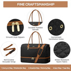 Travel Weekender Bags for Women (3-Blank Brown / Large (3-Piece Set))