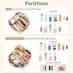 Initial Makeup Bag Personalized Gift for Women Teen Girls (Large Beige / F)