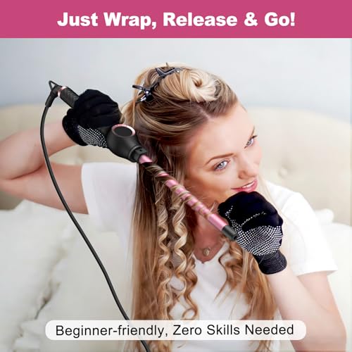 1 2 Inch Curling Wand for Long Hair (1/2" Pink&Black)