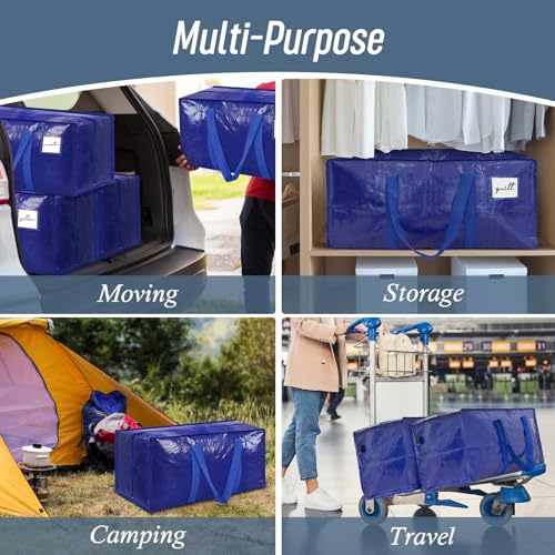 6 Pack Extra Heavy Duty Large Moving Bags with Strong Zipper (Blue / 6 Pack)