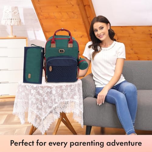 Diaper Bag Backpack with Portable Changing Pad (Colorblock Trio)