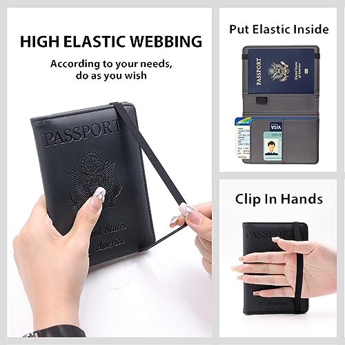 Premium Leather Passport Holder Covers Case (ELA-BLACK)