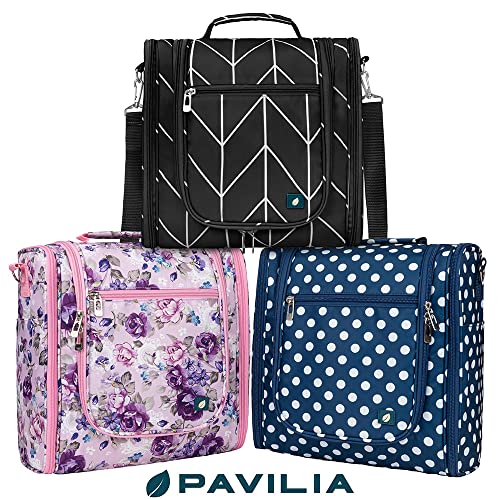 Extra Large Toiletry Bag Travel Bag for Women Men (Extra Large (12x6x12.5) / Black Chevron)
