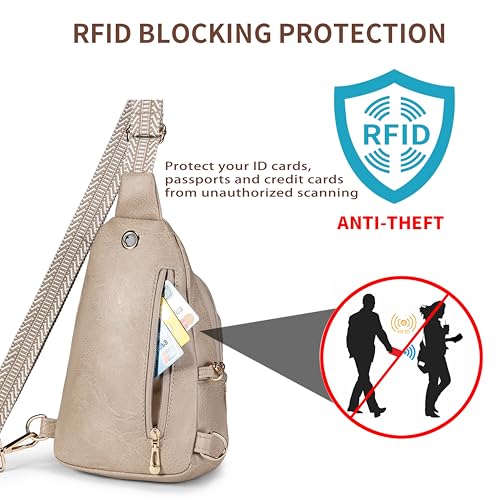 Crossbody Bags for Women Anti Theft Vegan Leather Sling Bag RFID Blocking Chest Bag for Travel (Grey-02)
