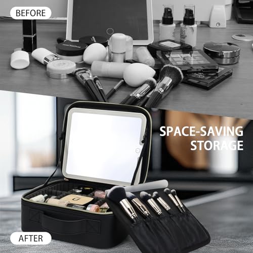 Makeup Bag with Led Mirror (Black-5 / with LED mirror)