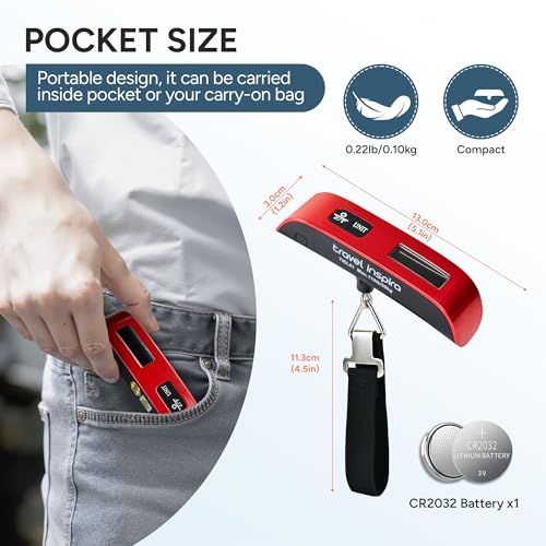 Luggage Scale Digital Suitcase Weight Scale for Travel (Red)