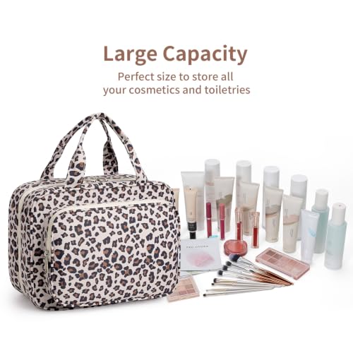 Travel Toiletry Bag for Women (Y-Leopard / Large)