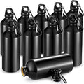 10 Pcs Aluminum Water Bottle 20 oz Reusable Bottles Lightweight Leak Proof Aluminum Sports Travel Bottles with Twist Cap Buckle for Gym (Black)