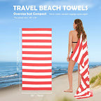 Microfiber Beach Towel Sand (W-red Stripes / Large(60x30"))