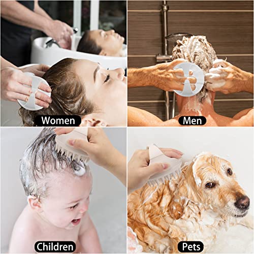 Hair Scalp Massager Shampoo Brush Hair Scrubber Washing Brush Silicone Scalp Exfoliator for Dandruff Removal (Beige / 1 Count(Pack of 1))