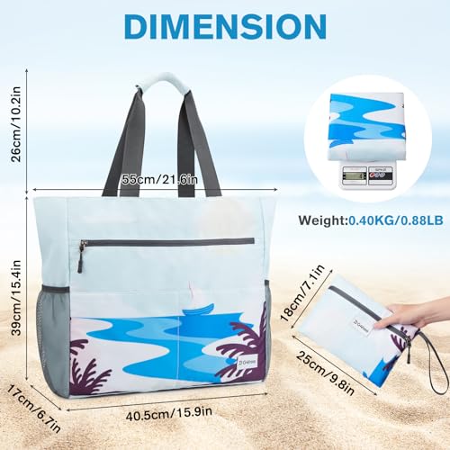 Beach Bag Waterproof Sandproof Large Capacity Foldable for Women (Sunrise Print / 35L)