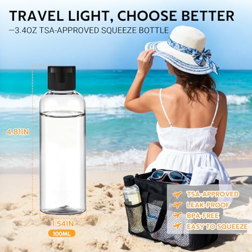 5 Pack 3.4 oz Travel Bottles for Toiletries (clear)