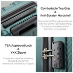 14 Inch Underseat Carry On Luggage with Wheels Hard Shell Suitcases Lightweight Small Luggage for Weekender Mini Suitcase Carry On Bag Travel Luggage for Travel Rolling Suitcase (14 Inch / Blackish Green)