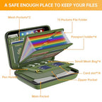 Fireproof File Organizer with Lock (15.5" x 11.5" x 3"(colorful) / Green)