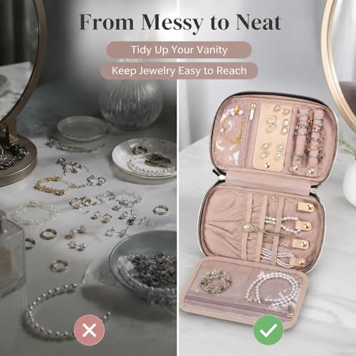 Jewelry Travel Case Organizer for Necklaces (Pink)
