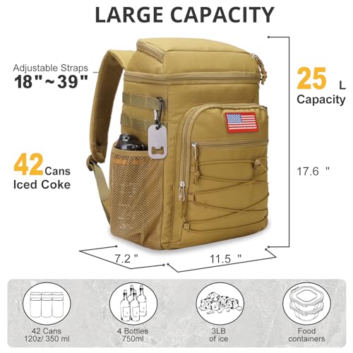 25L Insulated Cooler Backpack Water (Brown)