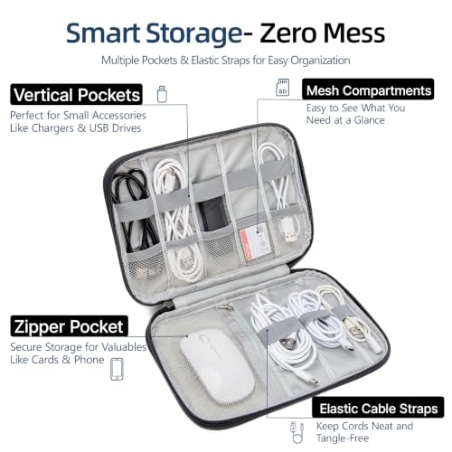 Small Cable Organizer Travel Case for Chargers (black)