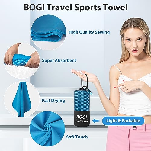 Microfiber Quick Dry Travel Sports Towel (Blue / L:60''x30''+16''x16'')