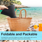 Beach Hats for Women Big Straw Wide Brim Summer Hat Floppy Foldable Roll up Cap Sun Hat UPF 50+ (Aca Wire: Black)