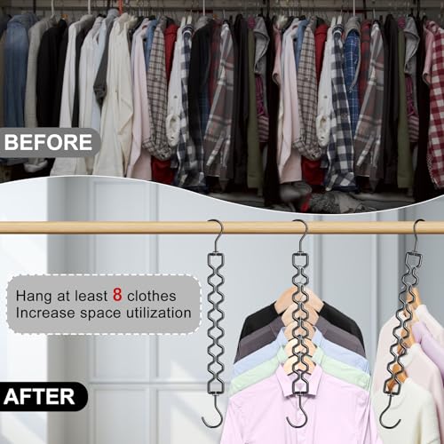 Space Saving Hangers for Clothes 6 Pack (6 Pack / Black)