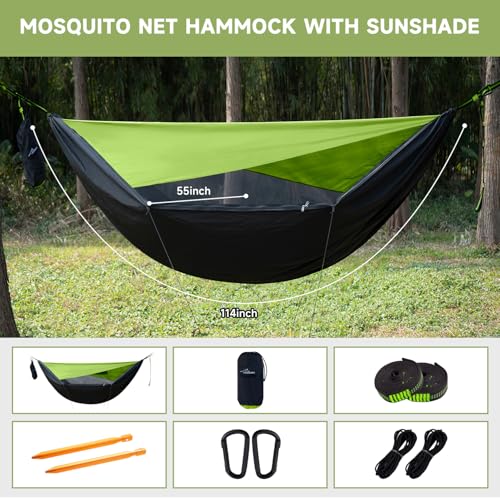 Camping Hammock with Mosquito Net (Top-green)