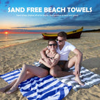 Microfiber Beach Towel Sand (Y-blue Stripes / Large(60x30"))