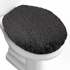 Microfiber Elongated Toilet Seat Cover 19.5"x 15" Machine Washable (Dark Grey / Elongated)