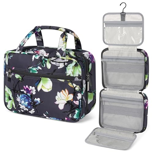 Hanging Toiletry Bag for Women (Floral Grey)
