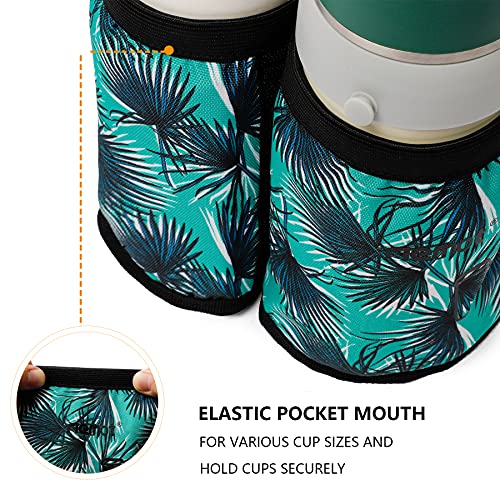 Luggage Travel Cup Holder Free Hand Drink Carrier (Hook & Loop: Leaf)