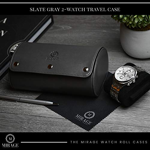 Watch Travel Case for Men Watch Roll for Travel Organizer and Display Watch Case (2-Slots / Gray)